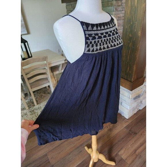 Amuse Society Beaded Tassel Tank Mini Dress boho Black‎ Babydoll - Picture 3 of 6